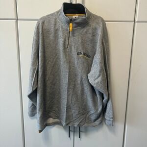 New Orleans Fleece Quarter Zip Pullover Heather Gray Yellow Trim Mens XL